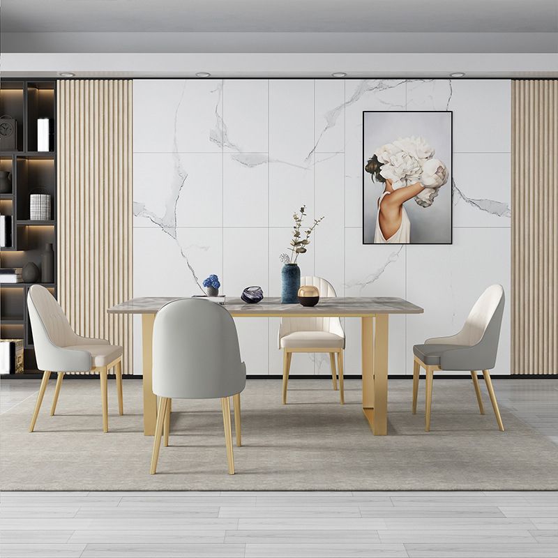 Nordic 1/5/7 Pieces Dining Set Rectangle Stone Dining Table for Cafe Dining Room