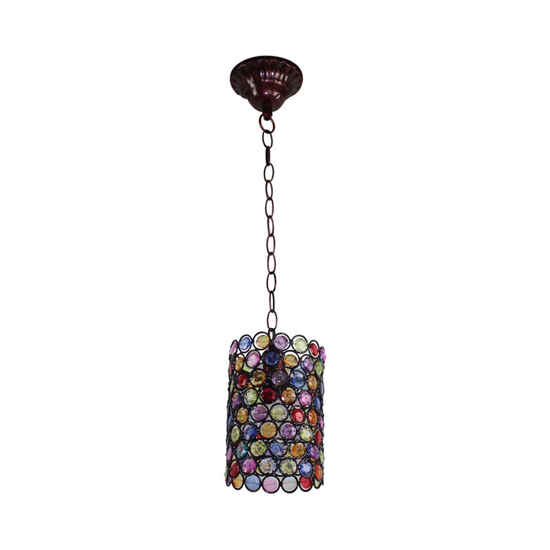 4.5"/6" W Rust Cylinder Suspension Lighting Bohemian Metal 1 Head Dining Room Pendant Light