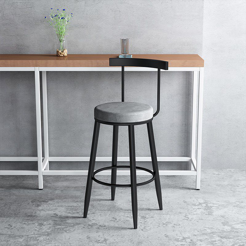 Modern Style Iron Bar Stool Low Back and Footrest Living Room Simple Bar Stool