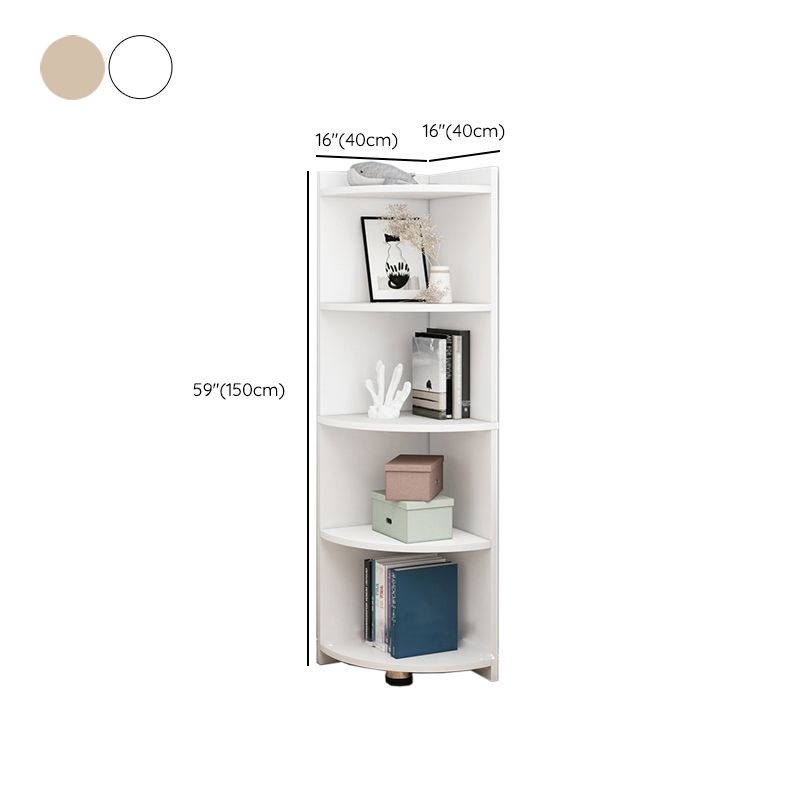 Modern Corner Closed Back Shelf Bookcase Engineered Wood Bookshelf with Cabinets