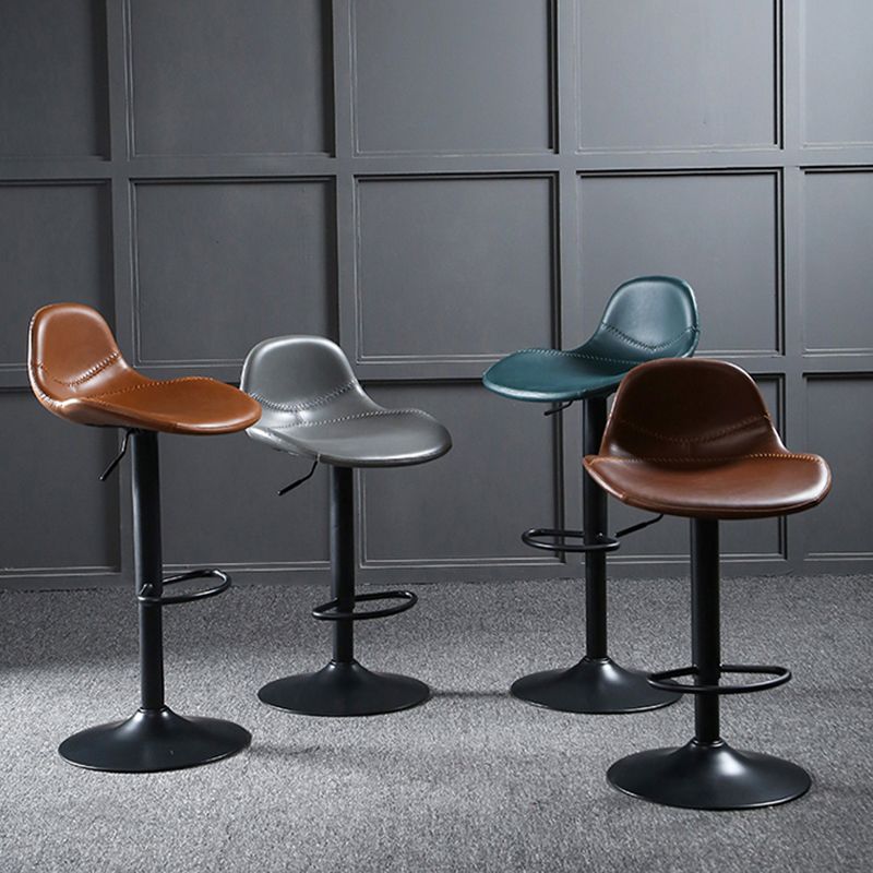 Adjustable Height Bucket Seat Bar Stools Faux Leather Swivel Barstool