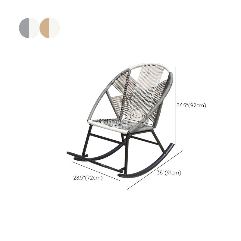 Contemporary Rocking Chair Wicker Spindle Backrest Metal Chair Legs Porch Rocking Chair