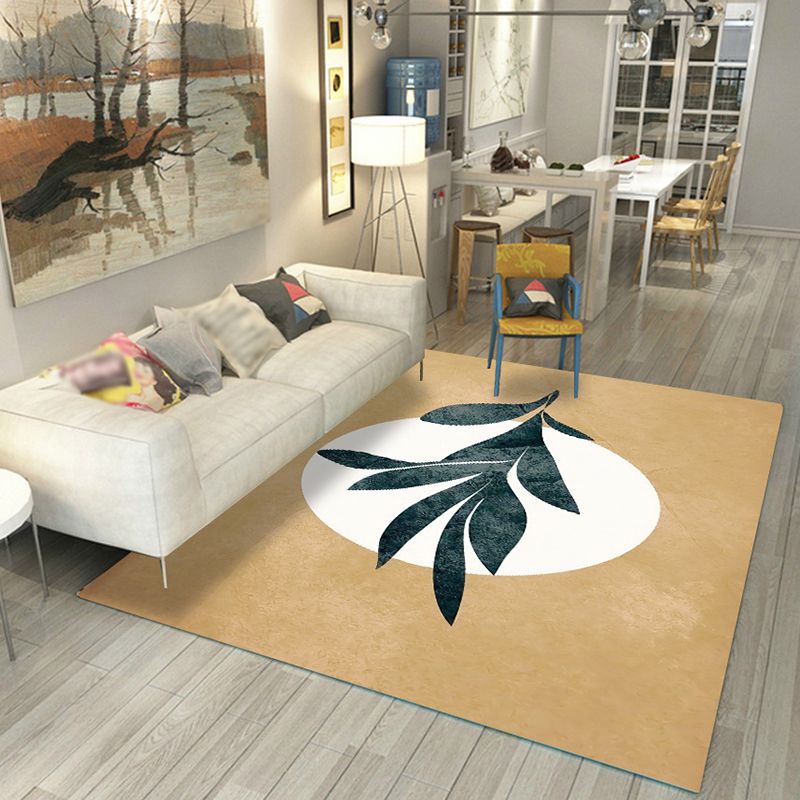 Navy Modern Indoor Rug Polyester Color Block Area Rug Washable Rug for Living Room