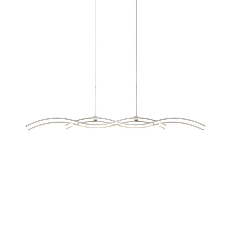 Silver Wave Island Pendant Light Simplicity Acrylic LED Suspended Lighting Fixture in Warm/White Light