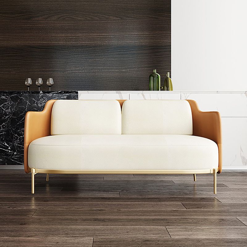 Modern Single Cushion Seat Sofa Sewn Pillow Back Leather Sofa