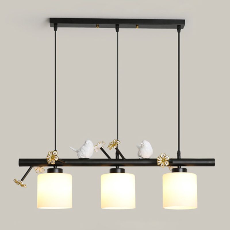 Opal Glossy Glass Shade 3 Lights Isola Isola Accenda Lampade isola di transizione dell'isola per sala da pranzo