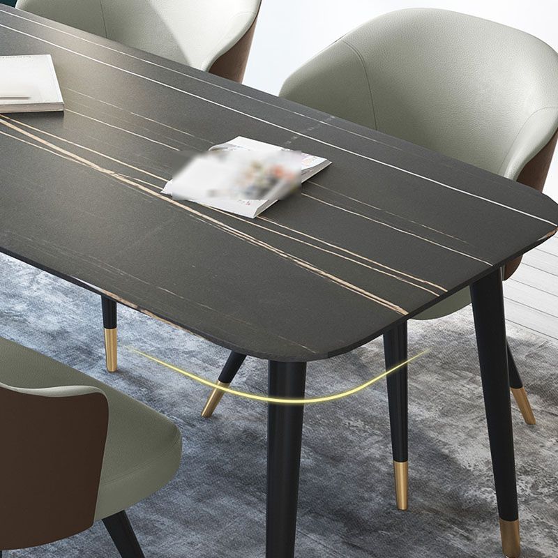 Modern Stone Rectangle Dining Table Home Kitchen Dinner Black Frame Dining Table