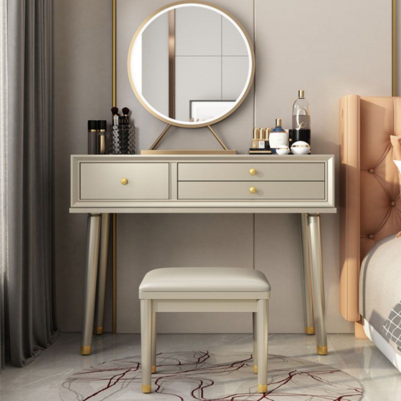 3 Drawer Dressing Table Solid Wood with Makeup Table and Stool