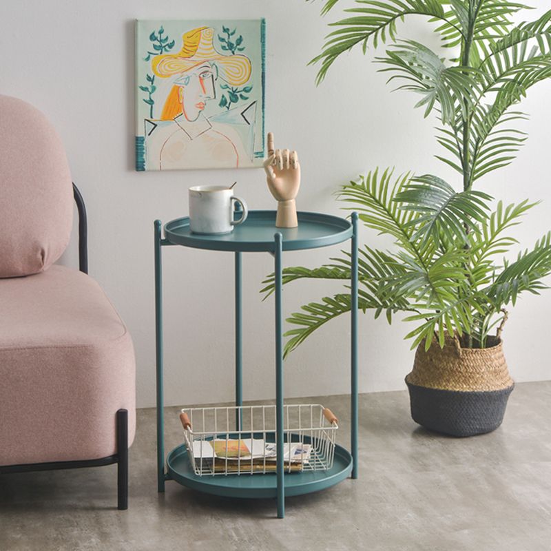 Mid-Century Round Tray Top Side End Table 4 Legs Side Side Table