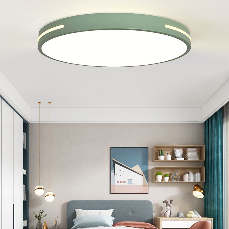 Plafonnier LED en fer laqué dans un style moderne et concis, plafonnier circulaire en acrylique en forme de macaron