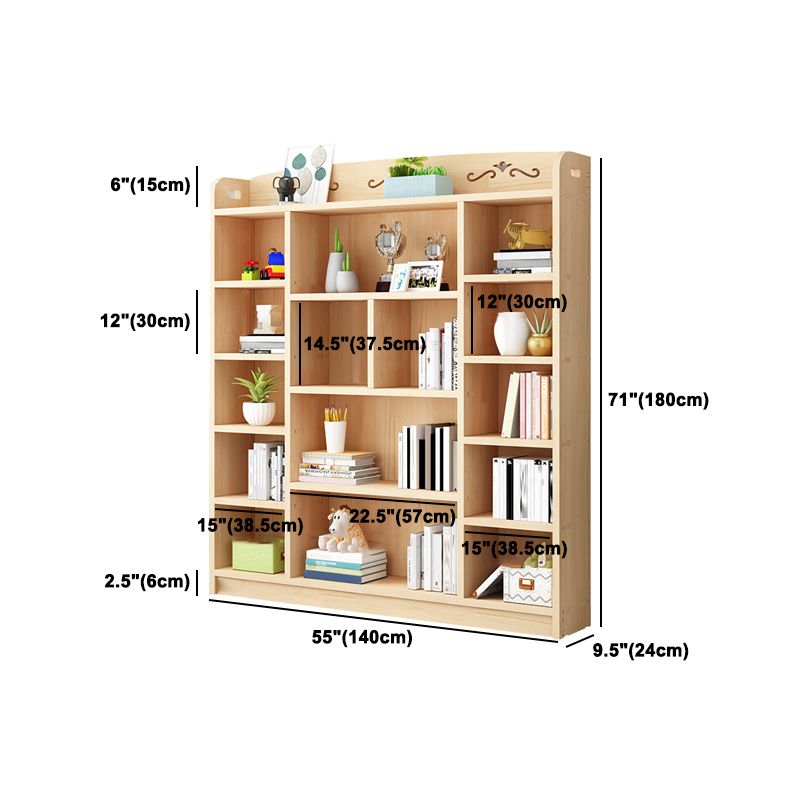 Scandinavian Natural Standard Bookshelf Pine Wood Vertical Bookcase