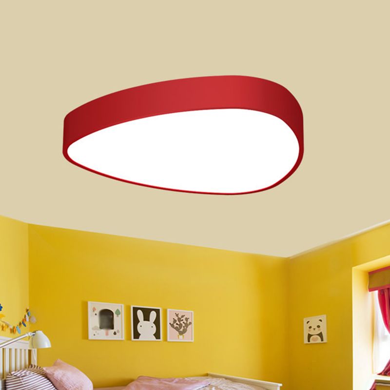 Acrylic Teardrop Shaped Ceiling Lamp Kids Red/Green/Yellow LED Flush Mount Recessed Lighting for Nursery