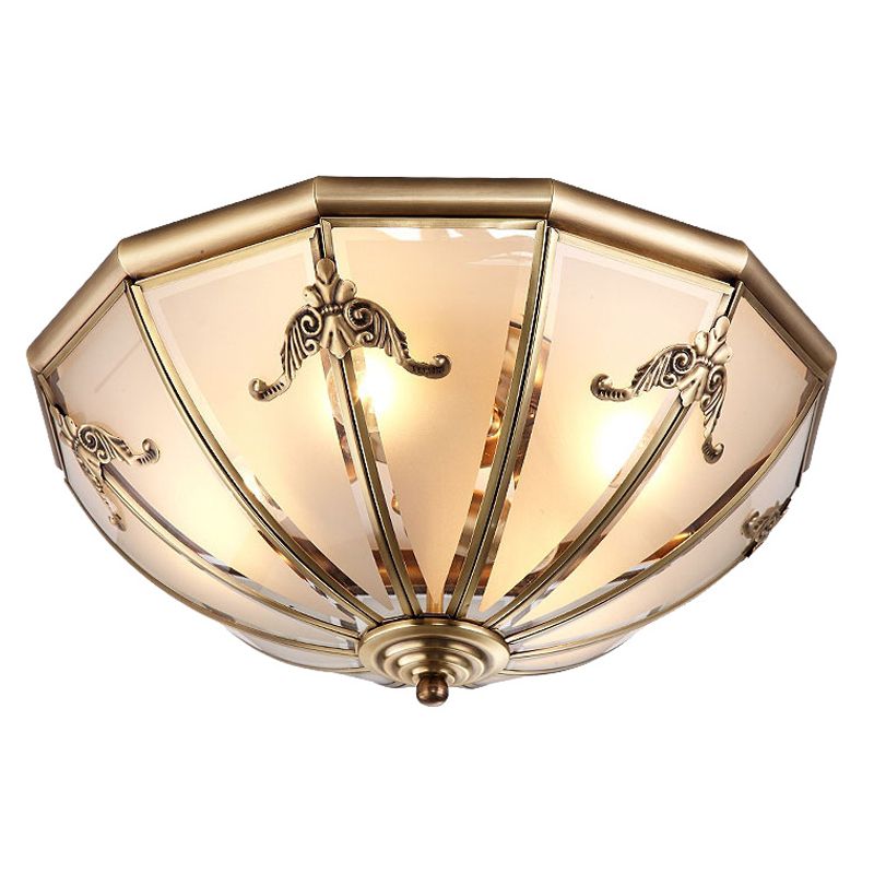 Colonial Classic Ceiling Fixture Copper Bowl Ceiling Light with White Glass Shade