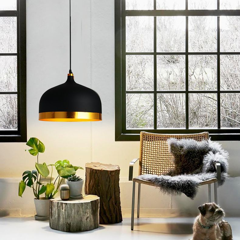 Postmodern Dome Shade Pendant Lamp Metal 1-Light Dining Room Hanging Light Fixture