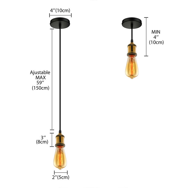 Mini colgante colgante de metal Light Vintage Style 1 Head Restaurante accesorio colgante con cable ajustable en latón