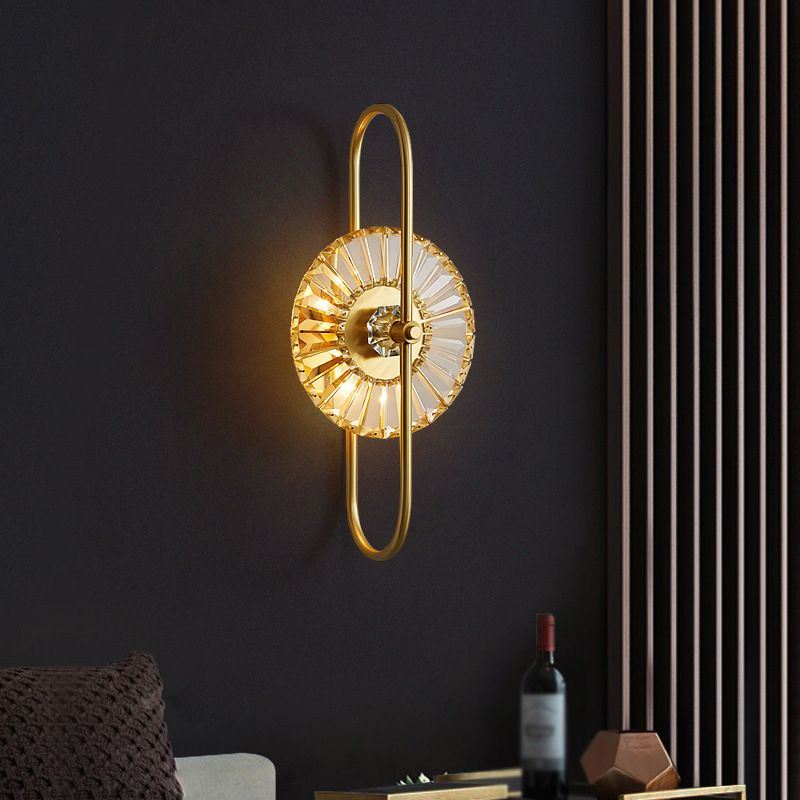 2 / 3 - Light Wall Light Solid Brass and Crystal Post Modern Wall Sconce