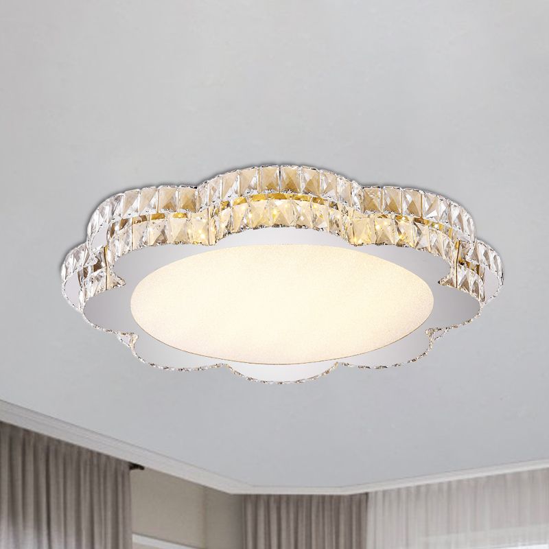 Clear Crystal Flower/Octagon Flushmount Minimalism LED Stainless-Steel Close to Ceiling Lamp