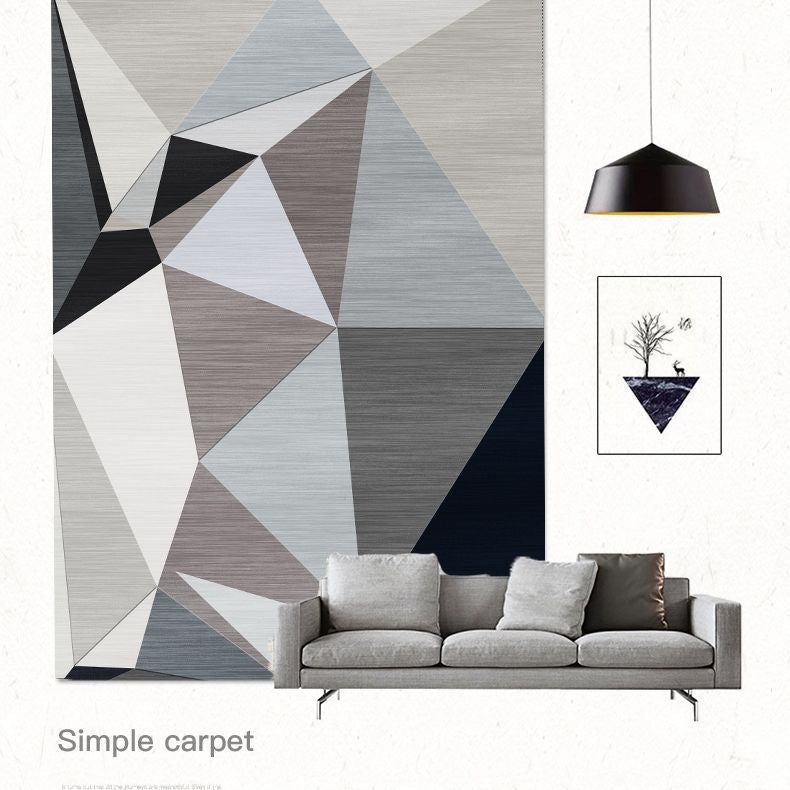 Creative Simplicity Area Rug Modern Geometric Printed Area Carpet Polyester Anti-Slip Backing Carpet for Home Decoration
