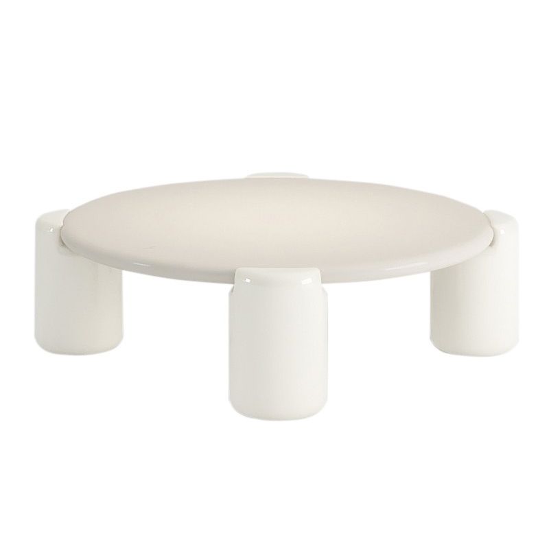 Modern Round Wood Coffee Table with 4 Legs Coffee Table in White