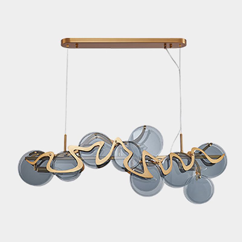 7-Light Unique Shaped Island Light Fixtures Modernism Glass Island Pendant Lights