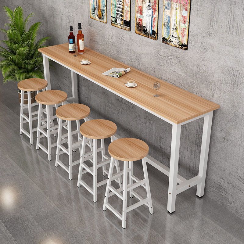 Contemporary Bar Table Rectangle Bar Dining Table with Trestle Base