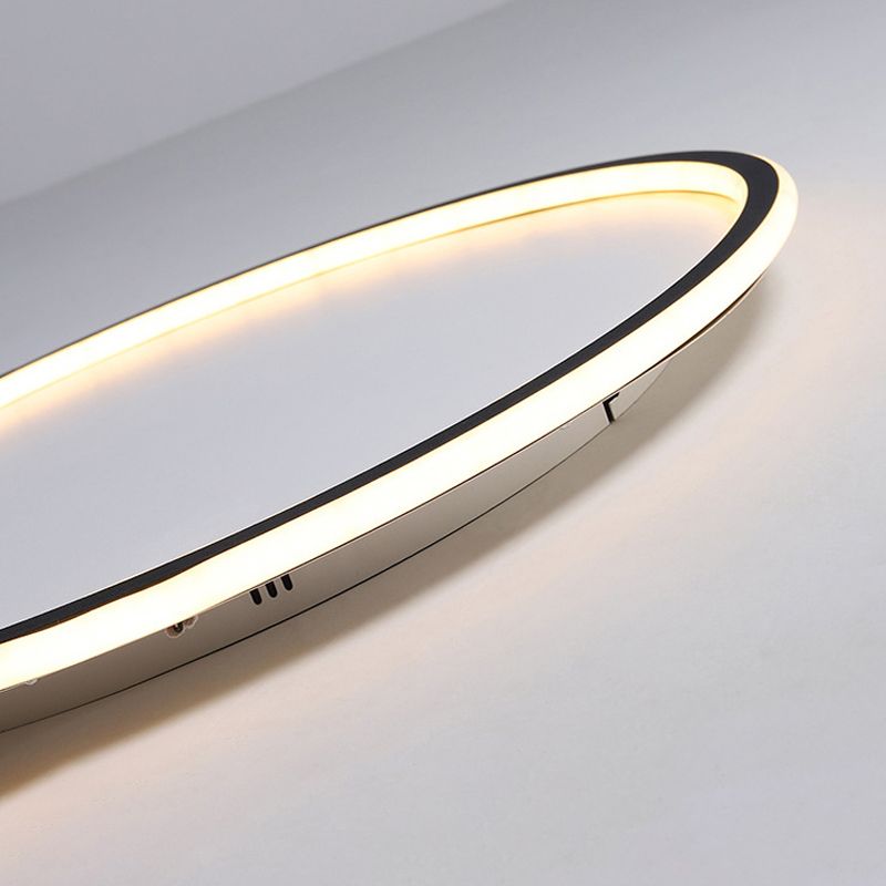 Nordic Style Disc LED Ceiling Lighting 16"/19.5"/23.5" Wide Aluminum Black Flush Lamp in Warm/White Light/Remote Control Stepless Dimming