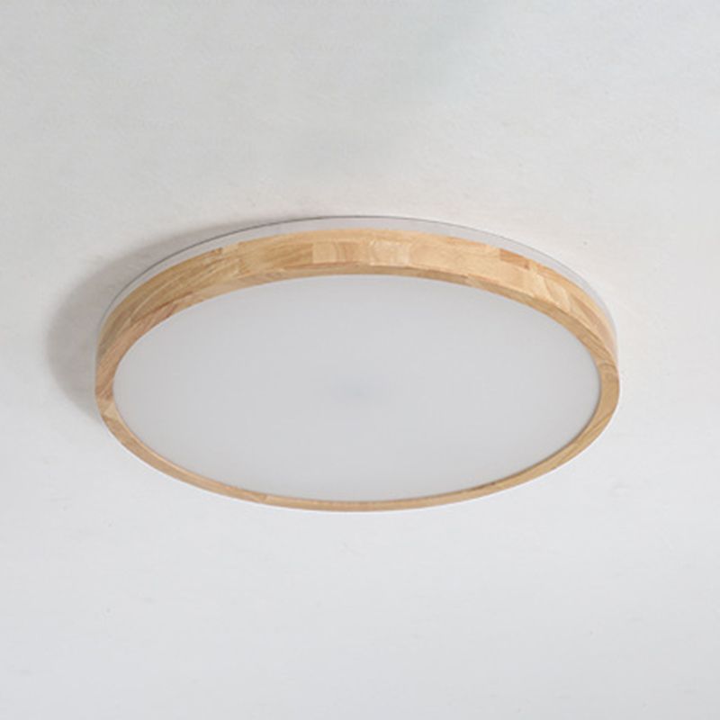 Minimalism Round Flush Mount Light Wood LED Ceiling Light for Bedroom