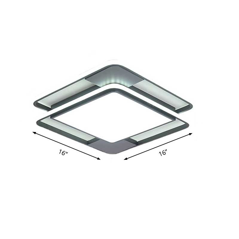 Rhombus/Rechteckig Acryl LED Flushmount Lighting Modern 16 "/19.5" /35.5 " Breites Schwarz-Weiß Flush Mount Halterung für Schlafzimmer