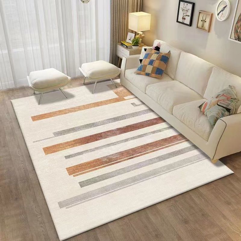 Brown Modern Rug Polyester Pattern Rug Washable Indoor Rug for Drawing Room