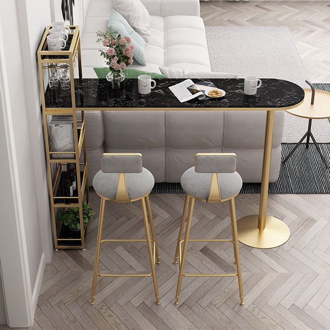 Glam Bar Table 42-inch Height Artificial Marble Top Pub Table with Storage Rack