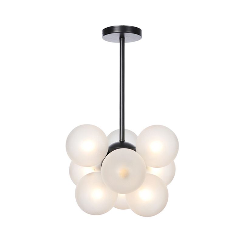 Lámpara de techo para sala de estar con 9 luces de vidrio gris/blanco/rojo iluminación semi empotrada de globo minimalista en negro/latón/cromo
