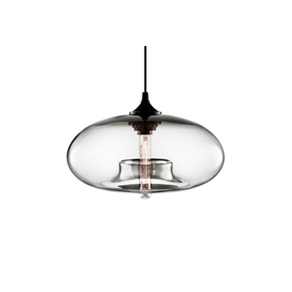 1 lampe suspendue légère avec une teinte en verre ovale