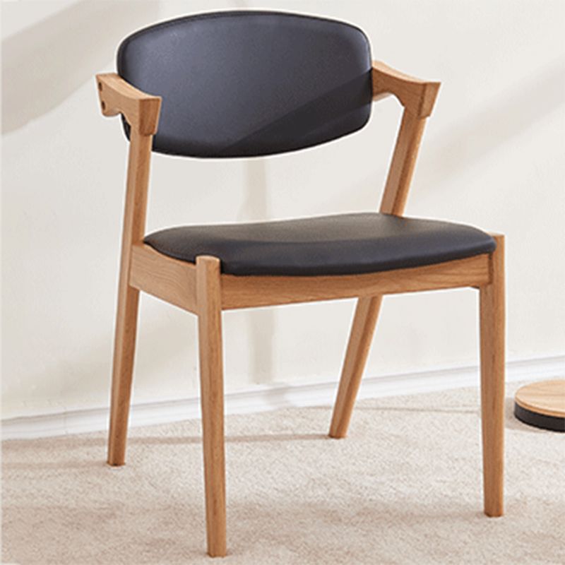 Wood Side Dining Chairs Contemporary Open Back Dining Side Chair in Black