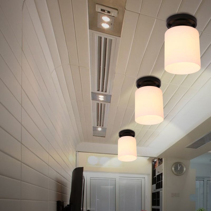Éclairage de plafond classique de salle à manger de lumière de bâti de plafond en verre à tête unique