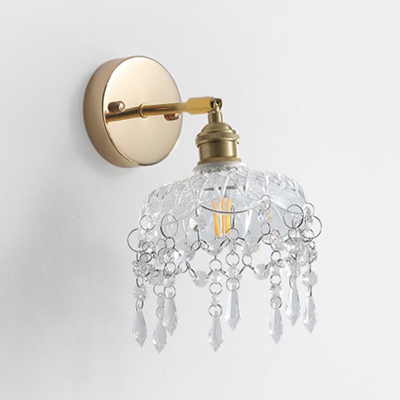 Postmodern Minimalist Golden Wall Light Sconce with Crystal for Washroom