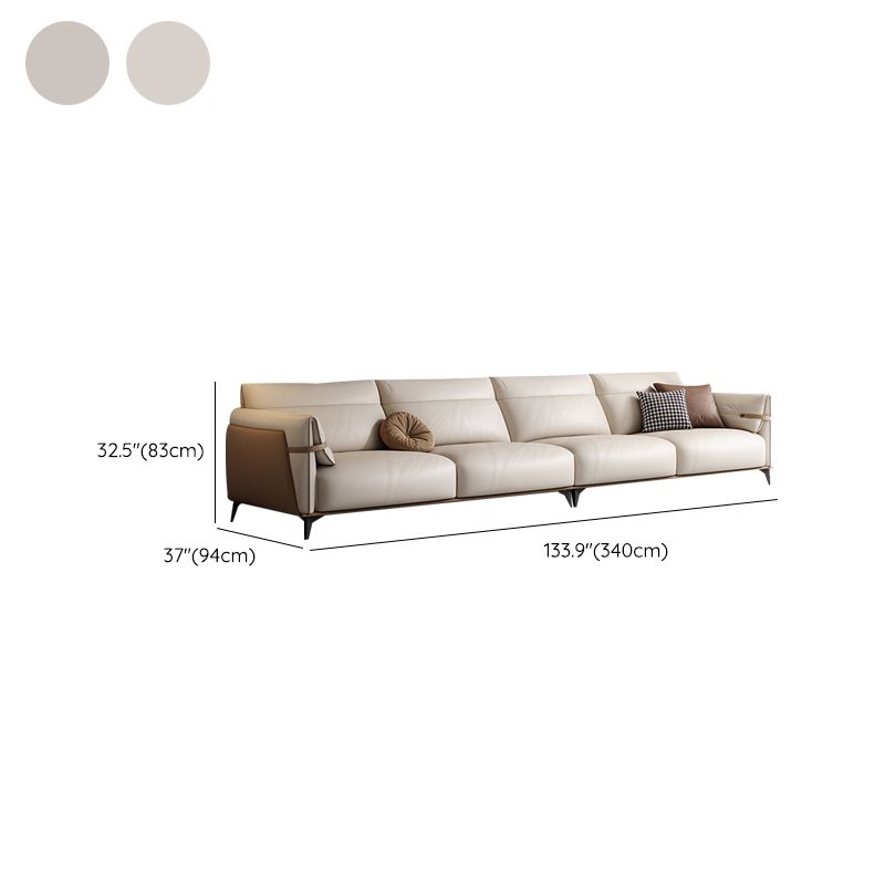 Contemporary Pillow Top Arm Sectional Genuine Leather Sectional Sofa