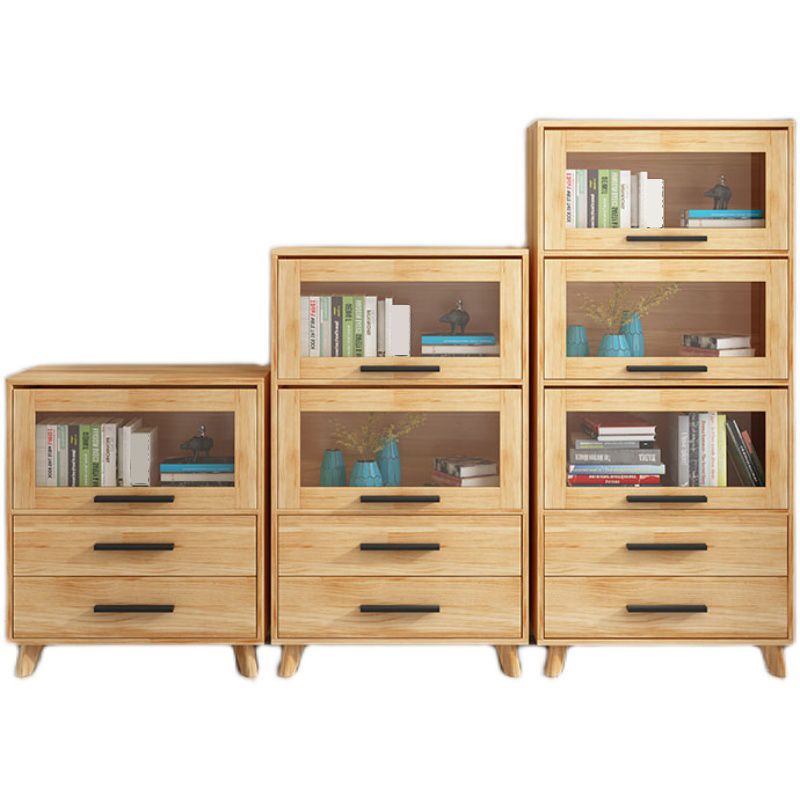 Contemporary Wooden Bookcase Vertical Closed Back Bookshelf for Home Office