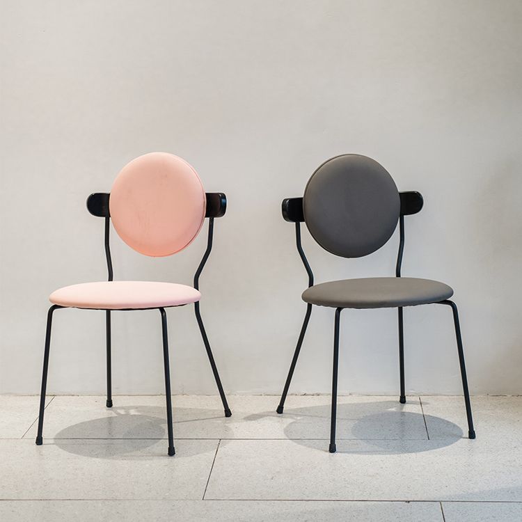 Silla de comedor estilo moderno Silla individual sin brazos de cocina con patas de metal