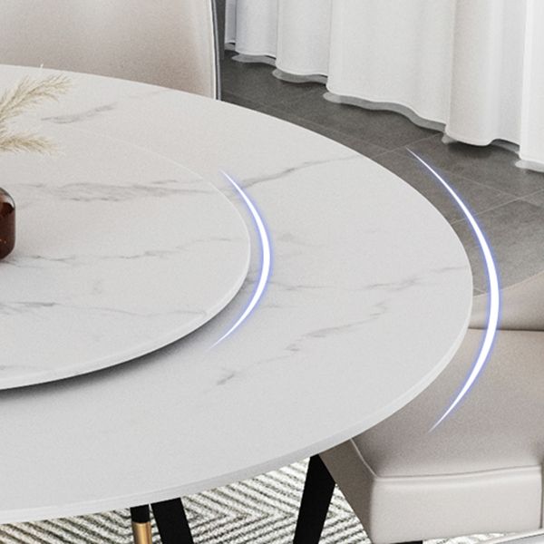 Mesa de comedor de piedra sinterizada Mesa de comedor moderna redonda con marco negro