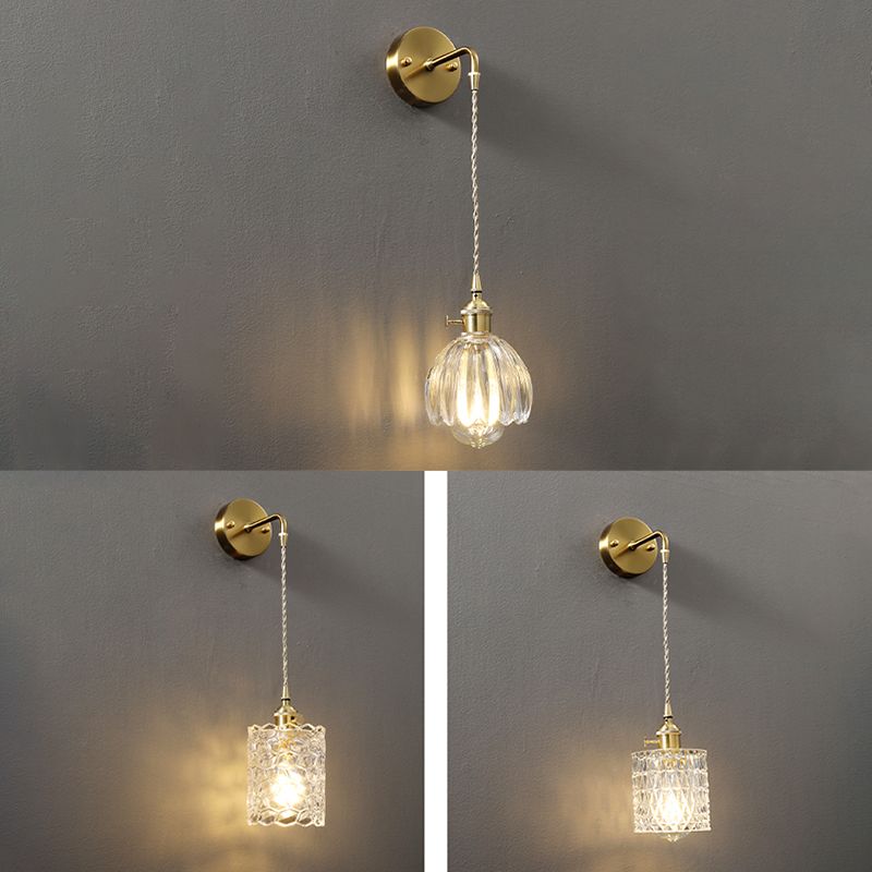 Accesorio de luz montado en la pared de vidrio sombreado estilo minimalista de iluminación de pared transparente
