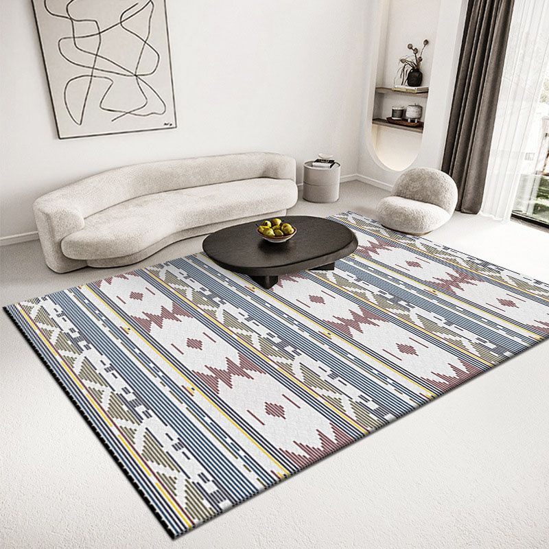 Grey Americana Pattern Rug Bohemian Polyester Area Carpet Non-Slip Backing Rug for Living Room