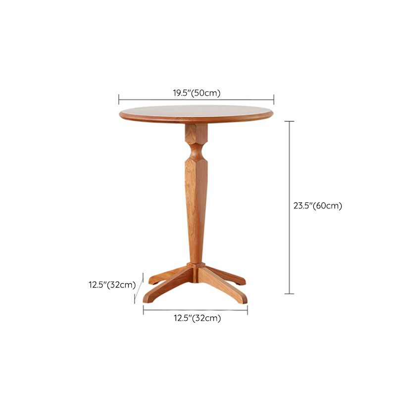 Modern Solid Wood End Table Pedestal Corner Table for Living Room