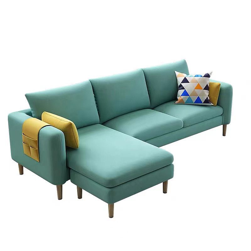 Scandinavian Velvet Removable Cushions Square Arm Sofa Slipcovered Sectional