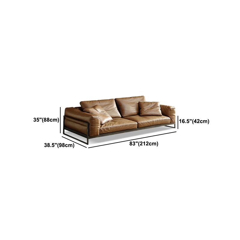 Square Arm Sofa Modern Sofa 38.58" D x 34.64" H Sofa with Pillow