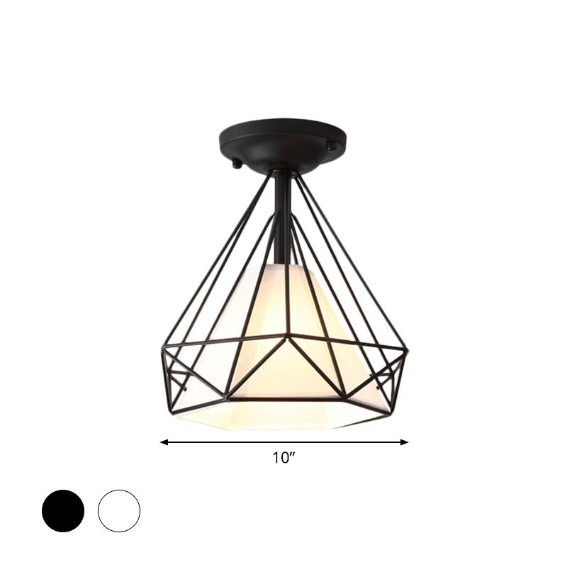 Fil de diamant moderne Ceiling Lamp 1 Light Iron Glass Ceiling Mount Light for Corridor Room