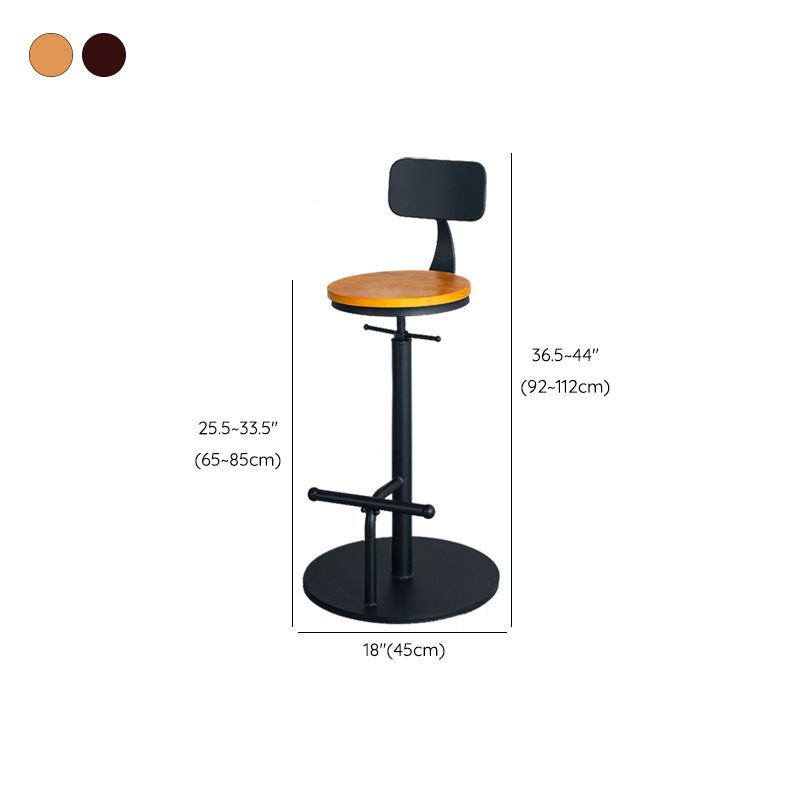Metal Adjustable Height Bar Stool Industrial Armless Bar Stool with Footrest