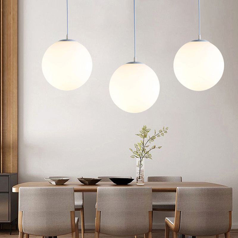 Lampe à suspension en verre blanc escaliers globaux pendentif pendentif avec 1 lumière