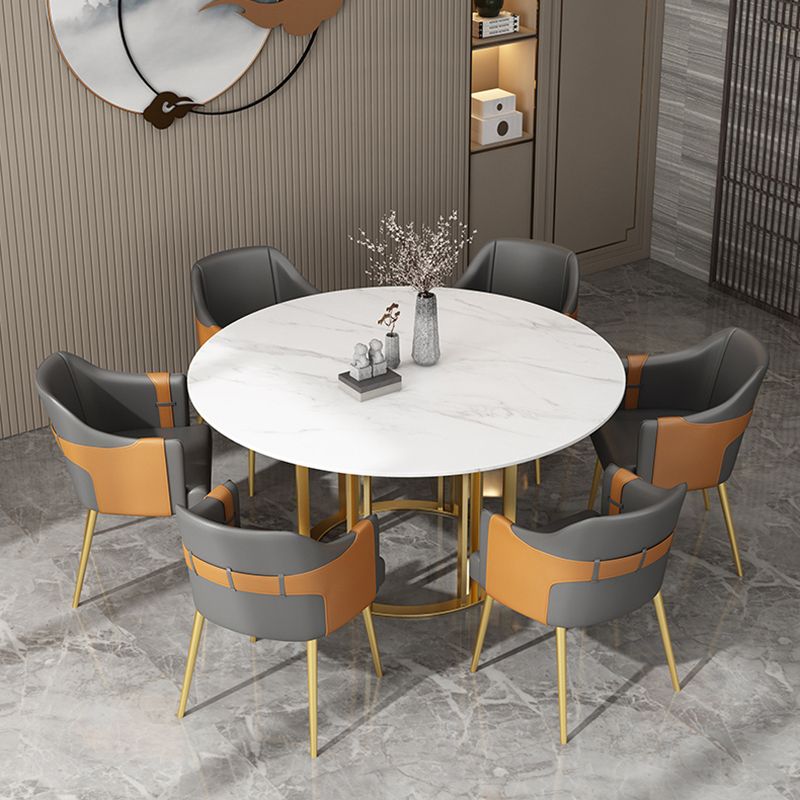 Fauteuils de salle à manger en métal nordique, chaise latérale de salle à manger en cuir pour Restaurant
