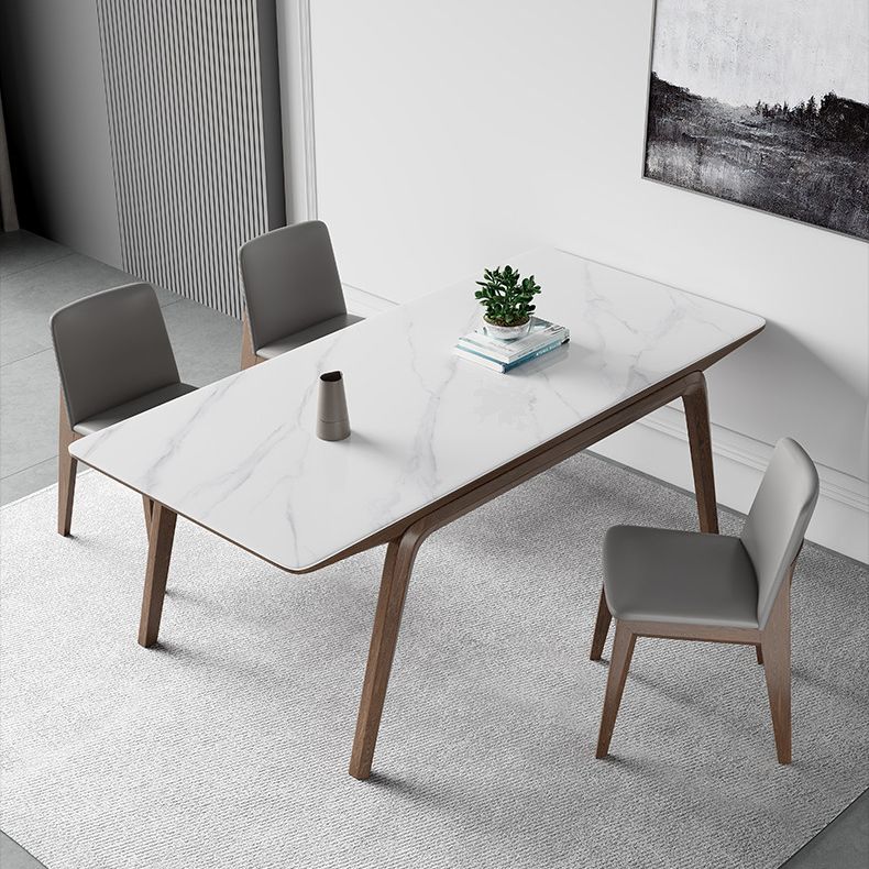 Modern Style Rectangle Table Set 1/2/3/4/5/7 Pieces Dining Set with Wood Legs