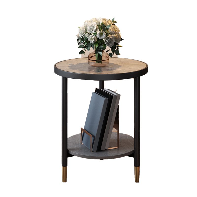 3 Legs Slate Side Table Round Minimalist Double Tier End Table